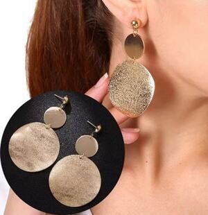 Gold Earrings Round Shape Fashion - Material: Zinc Alloy